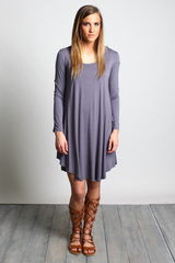 Charcoal Gray Piko Scoop Neck Dress - DEV!  - 4