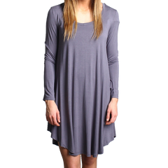 Charcoal Gray Piko Scoop Neck Dress - DEV!  - 1