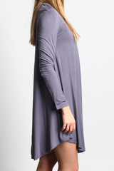 Charcoal Gray Piko Scoop Neck Dress - DEV!  - 2