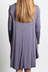 Charcoal Gray Piko Scoop Neck Dress - DEV!  - 3
