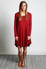 Wine Piko Scoop Neck Dress - DEV!  - 4