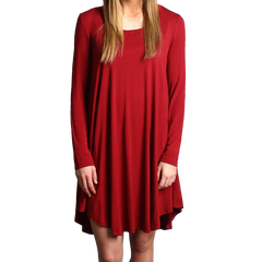 Wine Piko Scoop Neck Dress - DEV!  - 1