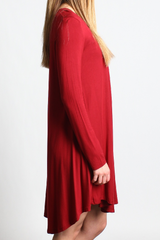 Wine Piko Scoop Neck Dress - DEV!  - 2