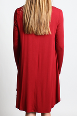 Wine Piko Scoop Neck Dress - DEV!  - 3