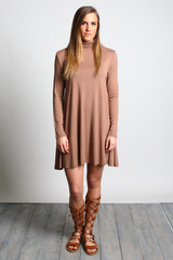 Mocha Piko Turtleneck Swing Dress - DEV!  - 4