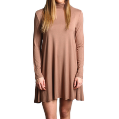 Mocha Piko Turtleneck Swing Dress - DEV!  - 1