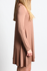 Mocha Piko Turtleneck Swing Dress - DEV!  - 2