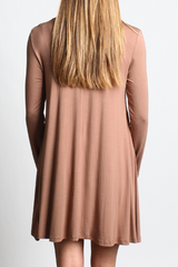 Mocha Piko Turtleneck Swing Dress - DEV!  - 3