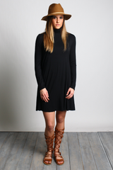 Black Piko Turtleneck Swing Dress - DEV!  - 4