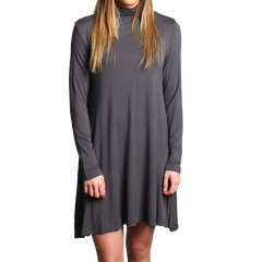 Dark Gray Piko Turtleneck Swing Dress - DEV!  - 1