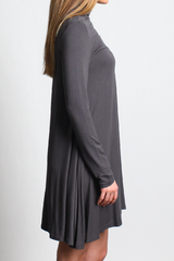 Dark Gray Piko Turtleneck Swing Dress - DEV!  - 2