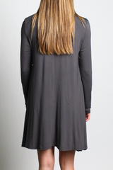 Dark Gray Piko Turtleneck Swing Dress - DEV!  - 3