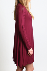 Dark Maroon Piko Turtleneck Swing Dress - DEV!  - 2