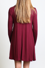 Dark Maroon Piko Turtleneck Swing Dress - DEV!  - 3