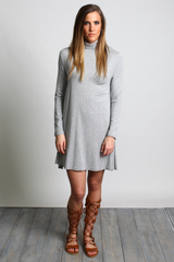 Heather Gray Piko Turtleneck Swing Dress - DEV!  - 4