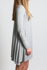 Heather Gray Piko Turtleneck Swing Dress - DEV!  - 2