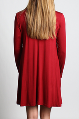Wine Piko Turtleneck Swing Dress - DEV!  - 3