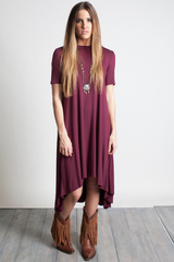 Dark Maroon Piko High Low Dress - DEV!  - 4
