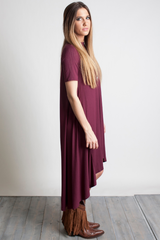 Dark Maroon Piko High Low Dress - DEV!  - 2