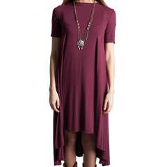 Dark Maroon Piko High Low Dress - DEV!  - 1