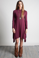 Dark Maroon Piko Handkerchief Dress - DEV!  - 4