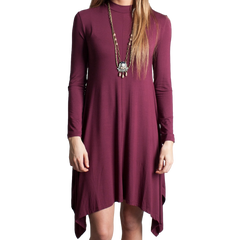 Dark Maroon Piko Handkerchief Dress - DEV!  - 1