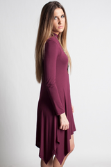 Dark Maroon Piko Handkerchief Dress - DEV!  - 2