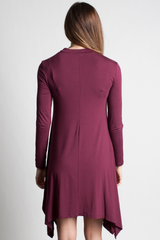 Dark Maroon Piko Handkerchief Dress - DEV!  - 3