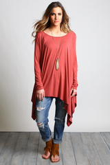 Marsala Piko Long Sleeve Drape Tunic - DEV!  - 4