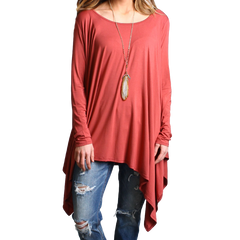 Marsala Piko Long Sleeve Drape Tunic - DEV!  - 1