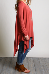 Marsala Piko Long Sleeve Drape Tunic - DEV!  - 2