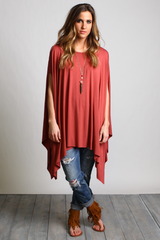 Marsala Piko Asymmetrical Poncho - DEV!  - 4