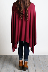 Dark Maroon Piko Asymmetrical Poncho - DEV!  - 3