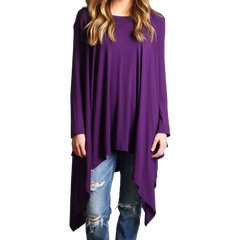 Dark Purple Piko Long Sleeve Drape Tunic - DEV!  - 1