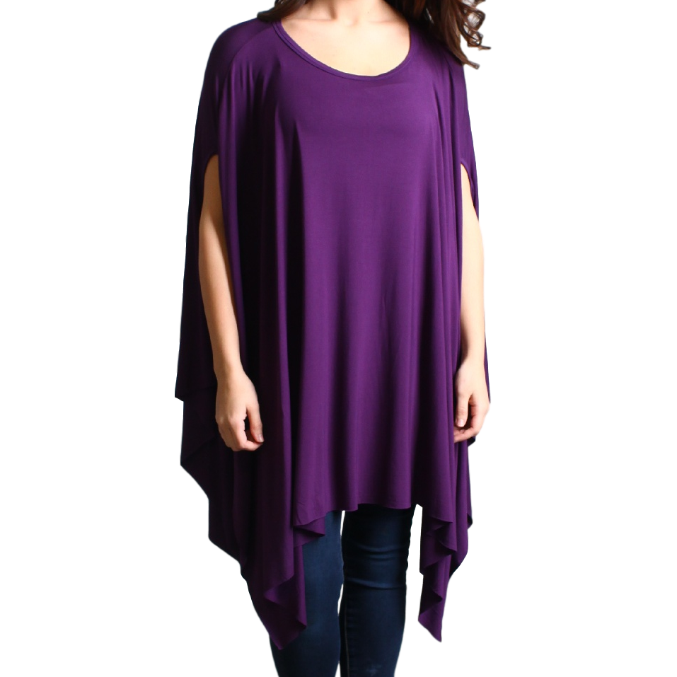 Dark Purple Piko Asymmetrical Poncho - DEV!  - 1