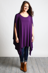 Dark Purple Piko Asymmetrical Poncho - DEV!  - 4