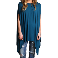 Majolica Blue Piko Asymmetrical Poncho - DEV!  - 1