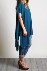 Majolica Blue Piko Asymmetrical Poncho - DEV!  - 2