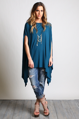 Majolica Blue Piko Asymmetrical Poncho - DEV!  - 4
