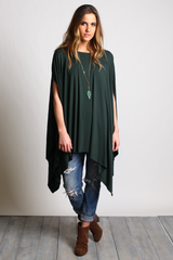 Dark Green Piko Asymmetrical Poncho - DEV!  - 4