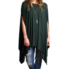 Dark Green Piko Asymmetrical Poncho - DEV!  - 1