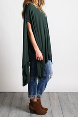 Dark Green Piko Asymmetrical Poncho - DEV!  - 2