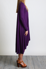 Dark Purple Piko Long Sleeve High Low Dress - DEV!  - 2