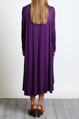 Dark Purple Piko Long Sleeve High Low Dress - DEV!  - 3