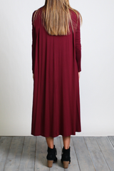 Dark Maroon Piko Long Sleeve High Low Dress - DEV!  - 3