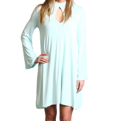 Mint Piko Keyhole Bell Sleeve Dress - DEV!  - 1