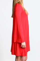 Red Piko Keyhole Bell Sleeve Dress - DEV!  - 2