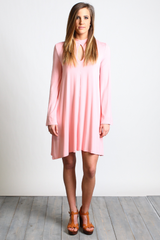 Rose Quartz Piko Keyhole Bell Sleeve Dress - DEV!  - 4