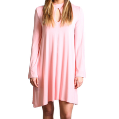 Rose Quartz Piko Keyhole Bell Sleeve Dress - DEV!  - 1