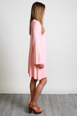 Rose Quartz Piko Keyhole Bell Sleeve Dress - DEV!  - 2